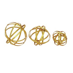 Metal Fold Orb 3 Piece Sculpture Set