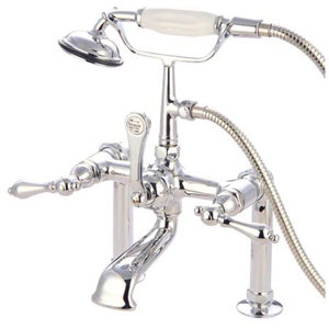 Vintage Triple Handle Deck Mount Clawfoot Tub Faucet