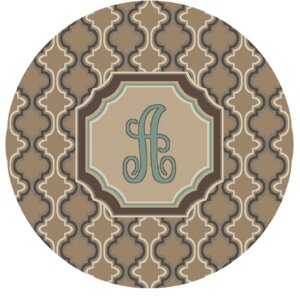 Lanikai Monogrammed Turquoise/Brown Area Rug