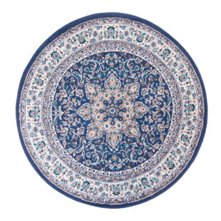 Blue Round Rugs You Ll Love Wayfair Arend Blue Ivory Area Rug