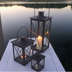 Urban 3 Piece Iron and Glass Lantern Set