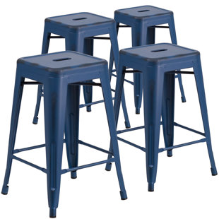 Modern Contemporary Set Of 4 Bar Stools Allmodern Linwood 24 Patio Bar Stool Set Of 4