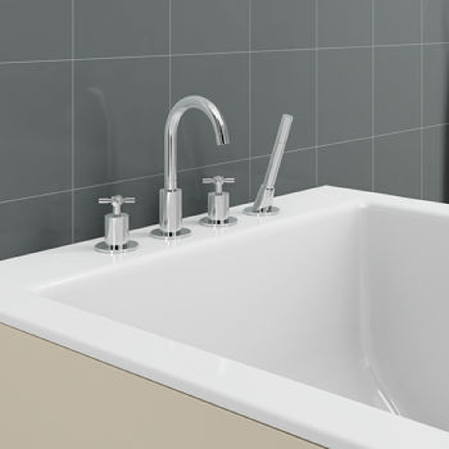 Ancona Prima Double Handle Deck Mount Bathtub Faucet with Shower Wand & Reviews Wayfair