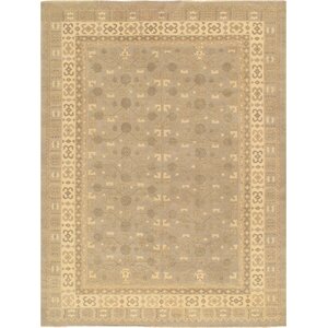 Khotan Hand-Knotted Light Gray/Beige Area Rug