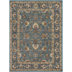 Nicea Flours Teal/Gold Area Rug