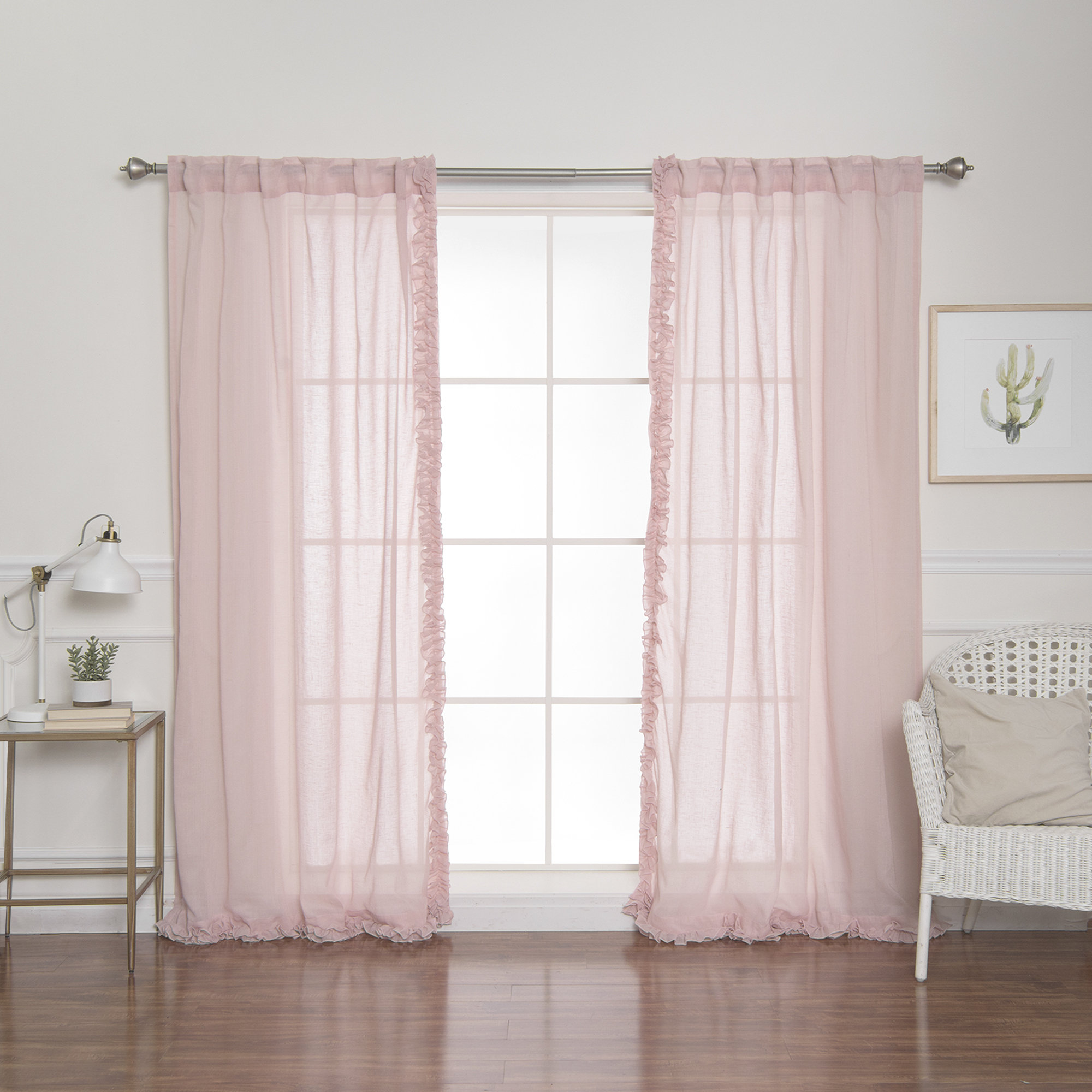 Light Pink Ruffle Curtains Wayfair Quickview Dark Gray Pink