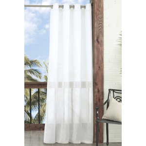 Summerland Key Solid Sheer Outdoor Grommet Single Curtain Panel