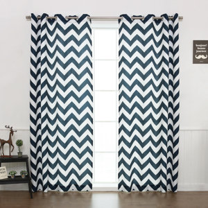 Dia Chevron Sheer Grommet Curtain Panels (Set of 2)