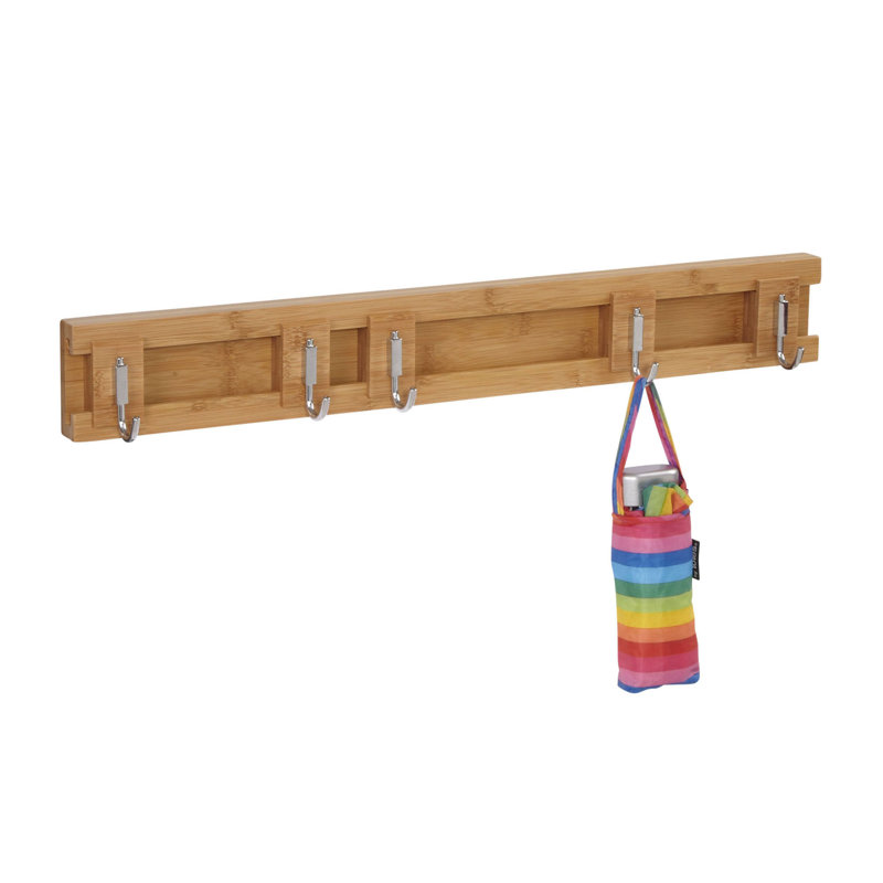 Household Essentials Bamboo Sliding 5Hook Wall Coat Rack & Reviews