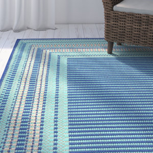 Clatterbuck Etched Blue Indoor/Outdoor Area Rug