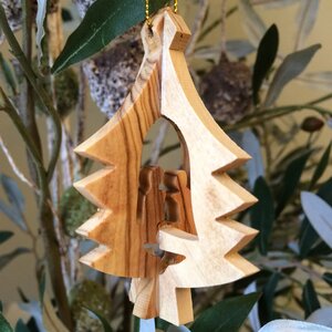 3-D Tree and Nativity Small Ornament