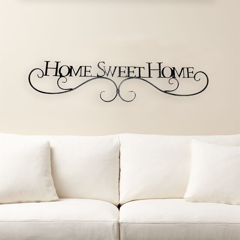 Winston Porter Metal Scroll Home Sweet Home Sign Wall Decor & Reviews ...