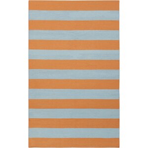 Harietta Dark Goldenrod/White Striped Area Rug