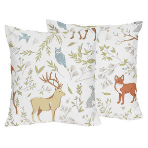 Woodland Toile Cotton Throw Pillow (Set of 2)