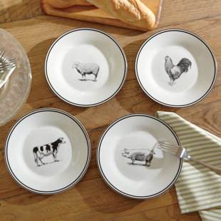 Animal Print Plates Wayfair Ohatchee Farm Animals Ceramic Dessert Plates Set Of 4