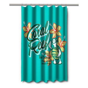 Coastal Coral Reef Turtle Shower Curtain