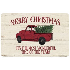 Merry Christmas Truck Kitchen Mat