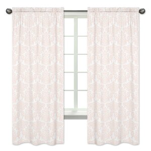 Amelia Damask Semi-Sheer Rod pocket Curtain Panels (Set of 2)