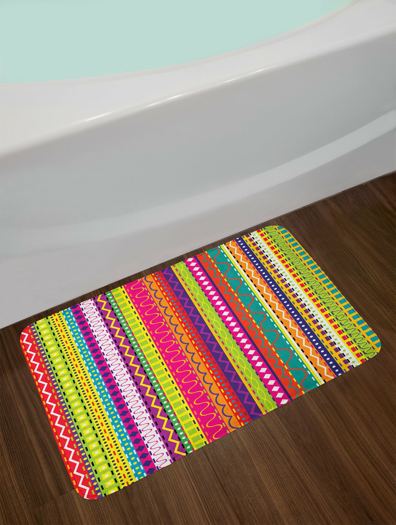 East Urban Home Vertical Multi Striped Bath Rug | Wayfair