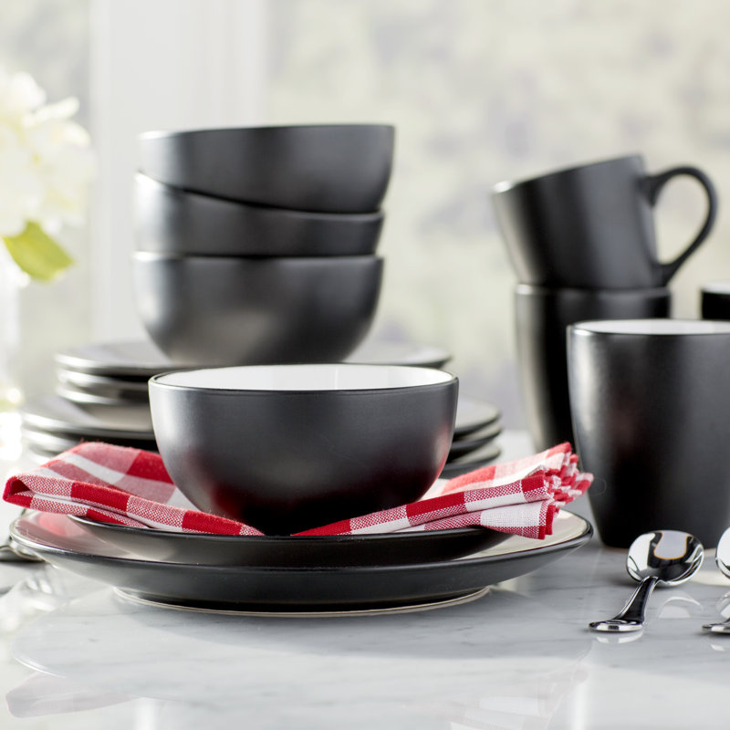 Wayfair Basics™ Wayfair Basics 16 Piece TwoToned Stoneware Dinnerware Set, Service for 4