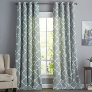 Winnett Geometric Semi-Sheer Grommet Single Curtain Panel