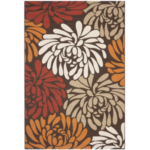 Tierney Chocolate / Terracotta Floral Outdoor Rug