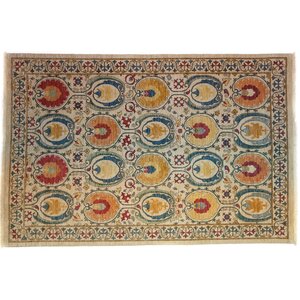 One-of-a-Kind Suzani Hand-Knotted Multicolor Area Rug