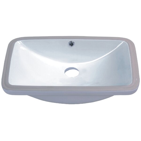 Continental Trough Ceramic Vitreous China Rectangular Undermount Bathroom Sink With Overflow