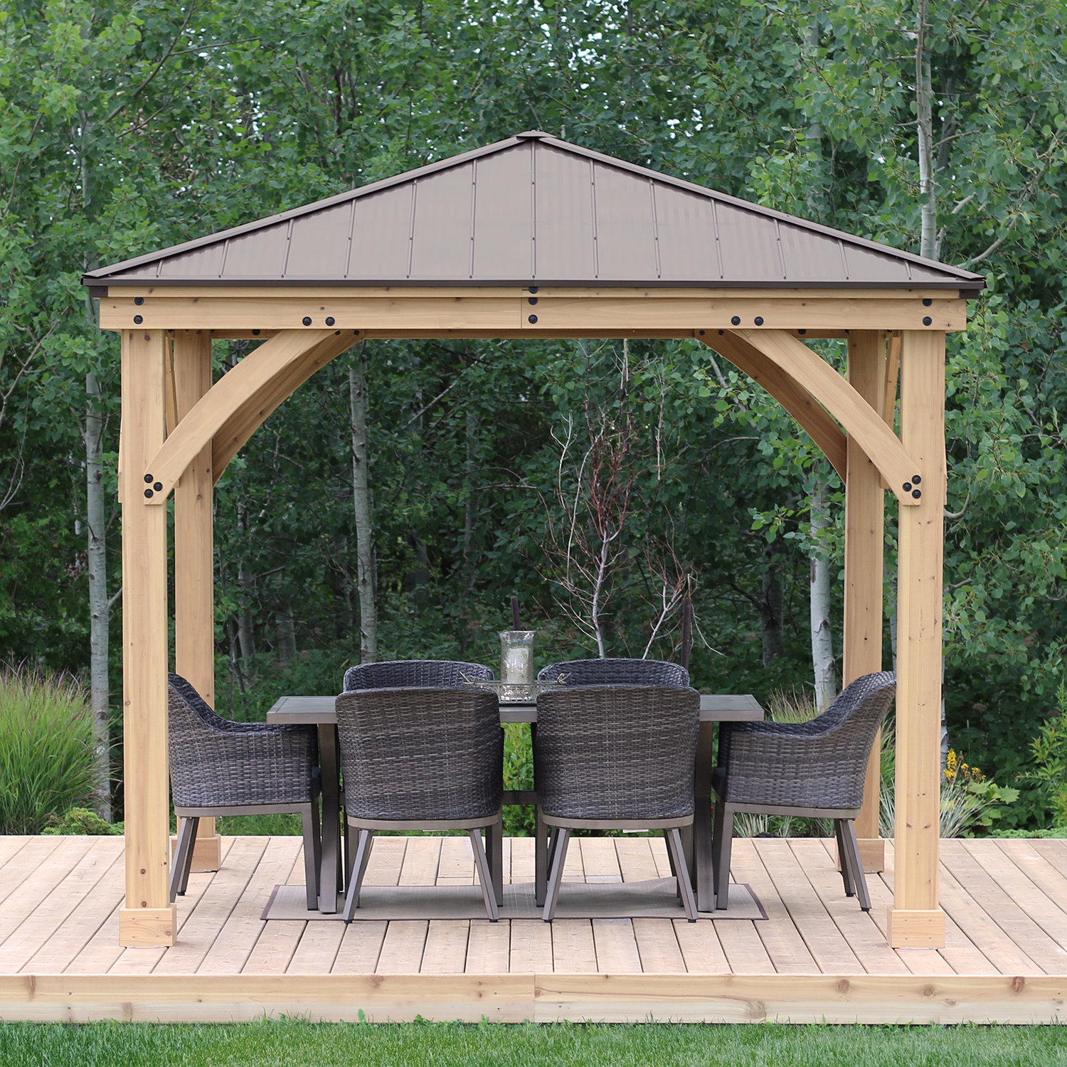 Yardistry Meridian 10 Ft W X D Solid Wood Patio Gazebo Wayfair