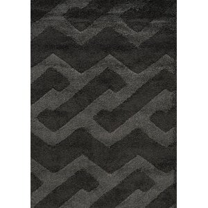 Nataly Maze Luxurious Shag Black Area Rug