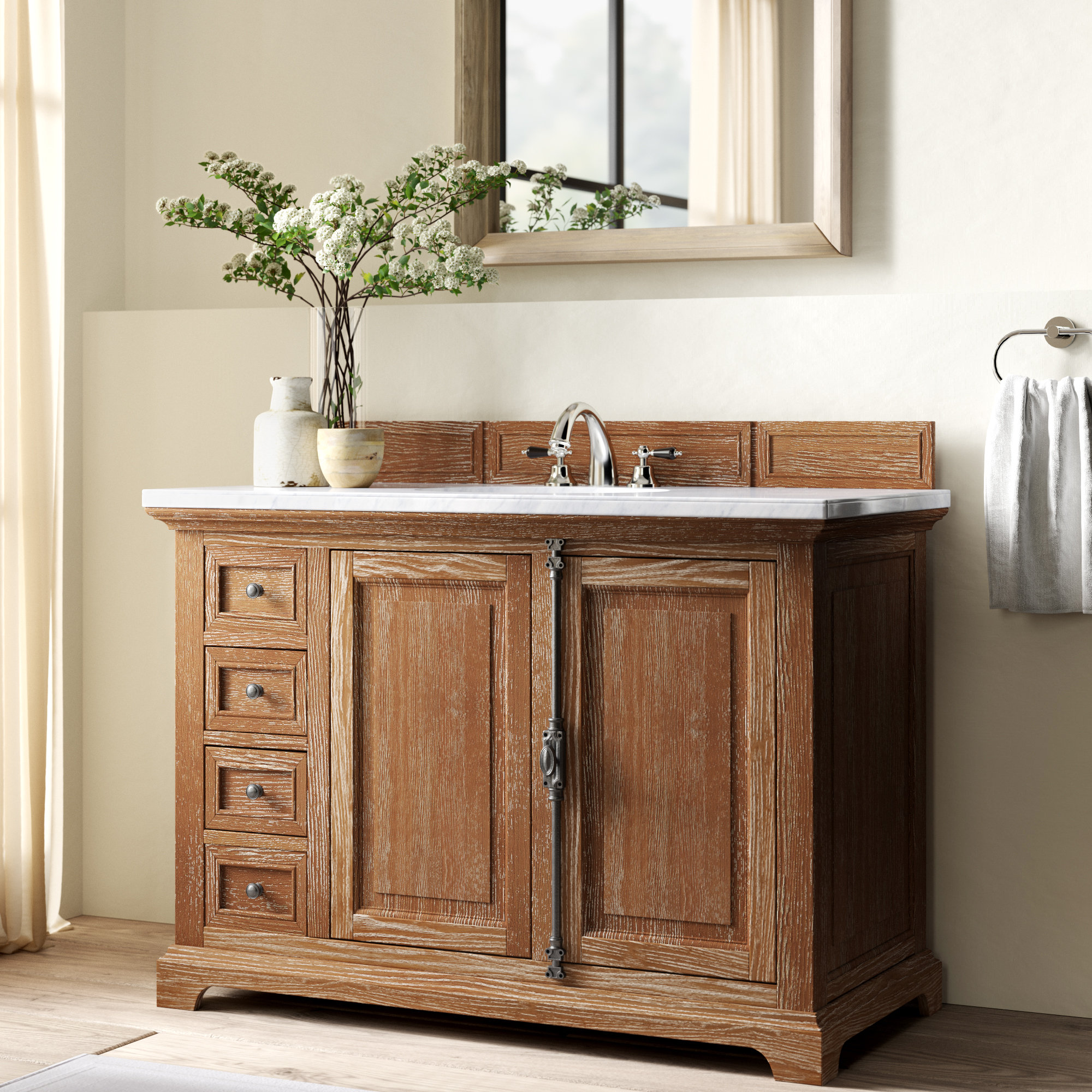 Greyleigh Ogallala 48 Single Driftwood Bathroom Vanity Set With Greyleigh Ogallala 48 Single Driftwood Bathroom Vanity Set With Drawers Wayfair