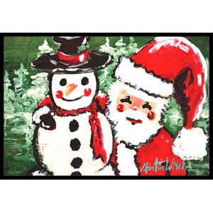 Friends Snowman and Santa Claus Doormat