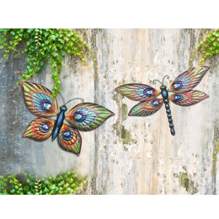 Dragonfly Outdoor Decor Wayfair 2 Piece Erfly And Dragonfly Outdoor Wall Decor Set