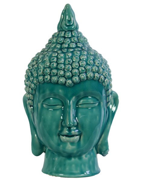 Ceramic Buddha Head Gloss Cyan Figurine & Reviews | AllModern