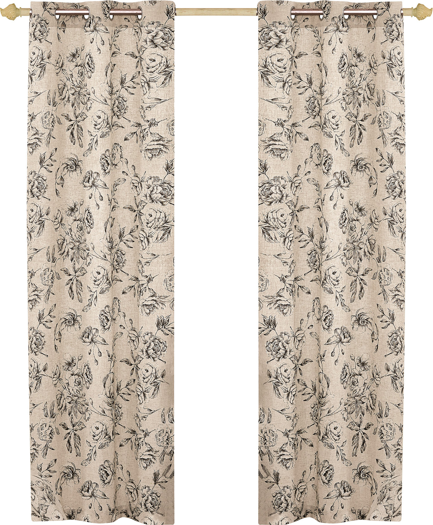 United Curtain Co Wayfair Fiona Nature Fl Semi Sheer Grommet Curtain Panels Set Of 2