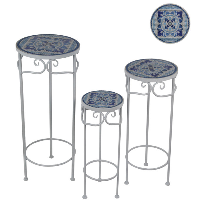 Rosecliff Heights Soledad 3 Piece Tile Plant Stand Set Reviews Soledad 3 Piece Tile Plant Stand Set