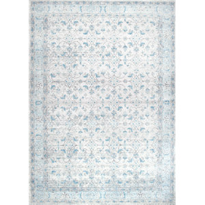 Navarrete Ivory & Cream/Blue Area Rug