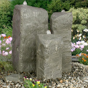 Glass Fiber Reinforced Concrete Basalt Rock Watershed/Cascade Triple Pondless Fountain Kit