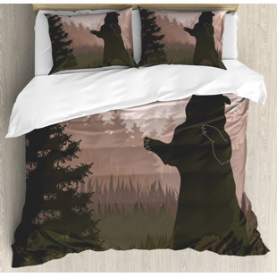 Rugged Bear Bedding Wayfair Nature Silhouette Of Wild Bear In Jungle Woodland At Dark Night Animal Ilration Duvet Cover Set