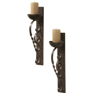 Set Twisted Pillar Metal Sconce (Set of 2)