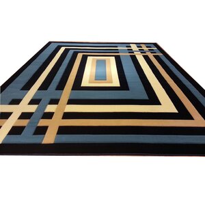 Hand-Carved Blue/Beige Area Rug