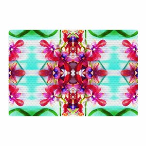 Dawid Roc Tropical Floral Orchids 2 Pink Area Rug
