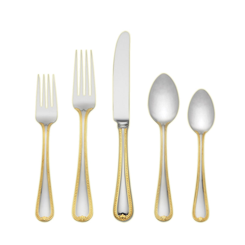 Rose Gold Silverware Wayfair Vintage Jewel Gold 5 Piece Flatware Set