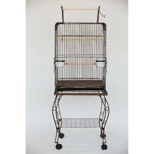 Open Top Parrot Bird Cage with Stand