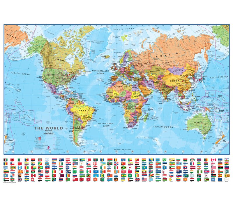 Waypoint Geographic World Laminated Wall Map & Reviews | Wayfair