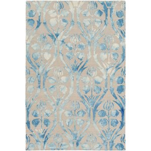 Georgina Hand-Hooked Blue/Beige Area Rug