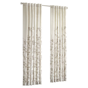 Tipton Nature/Floral Semi-Sheer Rod Pocket Single Curtain Panel