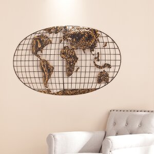 Wall Mounted World Map Sculpture