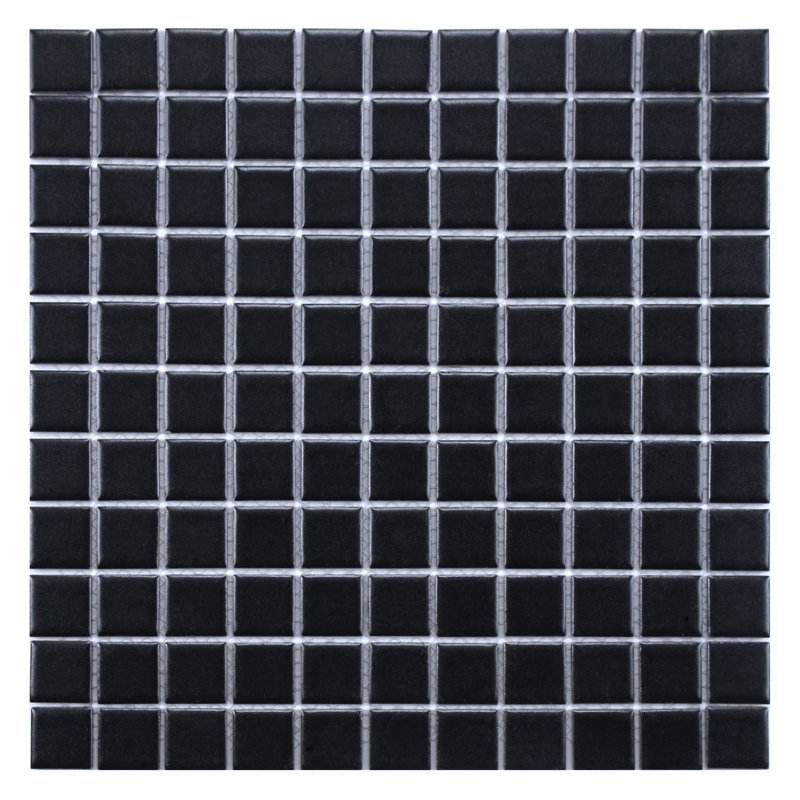 Elitetile Retro 1 X Porcelain Mosaic Tile In Matte Black Retro 1 X Porcelain Mosaic Tile In Matte Black