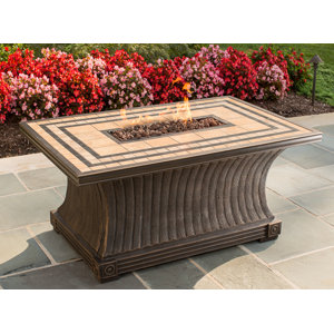 Tuscan Porcelain Top Stainless Steel Propane Gas Fire Pit Table